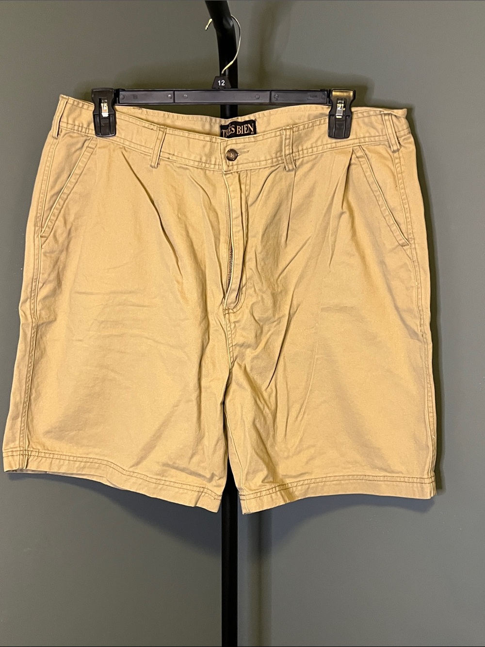 Tres Bien Tan Flat-Front Men's Shorts with Pleats Georgia Southern logo on back